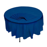 12-Pack Navy Blue 82'' Round Disposable Plastic Tablecloths – Banquet Style