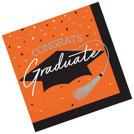 Creative Converting School Spirit Orange Graduation Napkins – 108ct