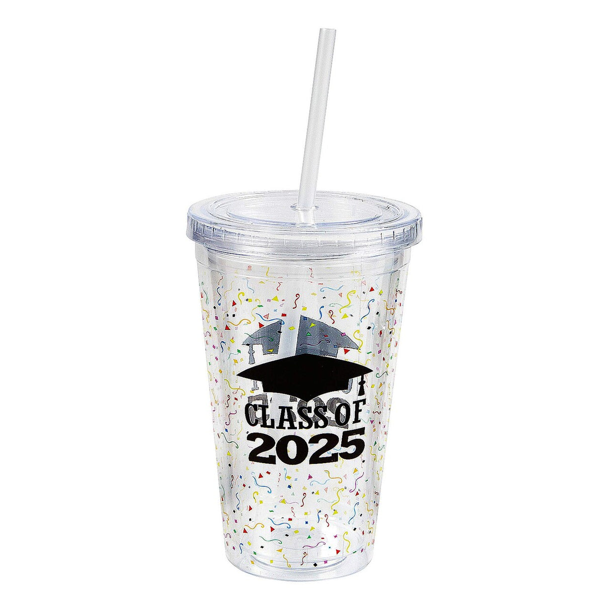 16 oz Class of 2025 Reusable BPA-Free Plastic Tumbler with Lid & Straw