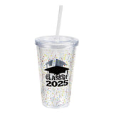 16 oz Class of 2025 Reusable BPA-Free Plastic Tumbler with Lid & Straw