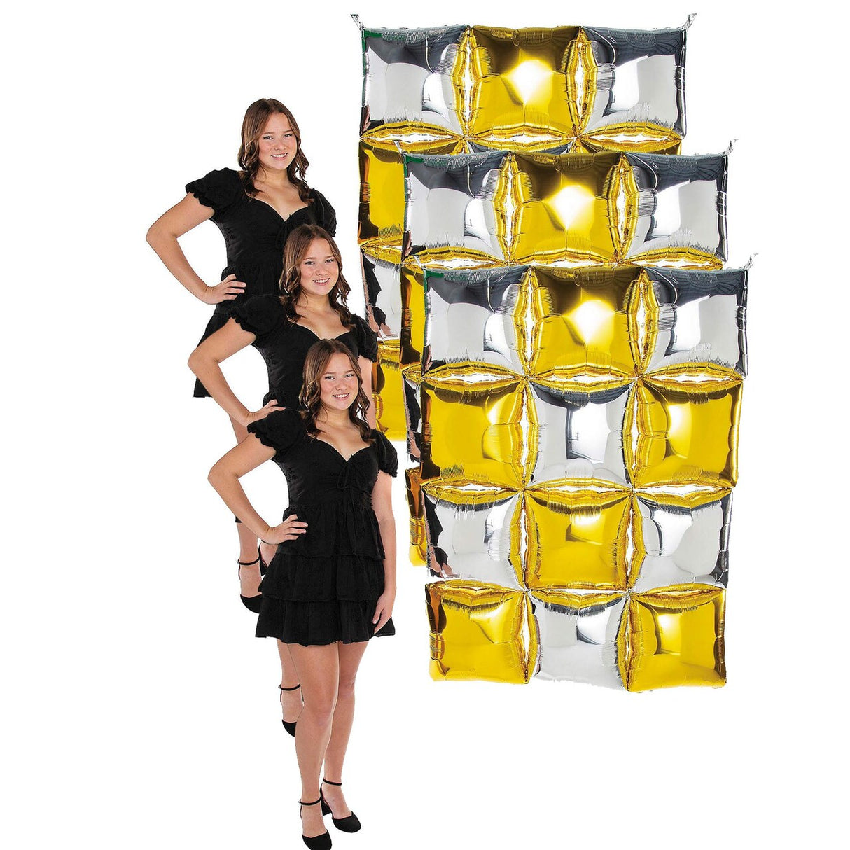 Silver & Gold Mylar Balloon Party Backdrop – 45.25" x 5 Ft. (1/2")