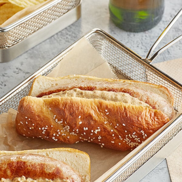 Bavarian Bakery Bavarian Pretzel Sliced Hot Dog Roll 3.2 oz. - 50/Case