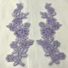 1 Pair Beaded & Corded Floral Lace Applique 10" x 2" Each Side