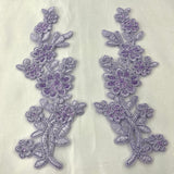 Beaded Corded Floral Lace Applique 100% Polyester Net Mesh