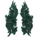 1 Pair 14" x 4" Each Side Crystal Rhinestone Beaded & Corded Lace 100% Polyester
