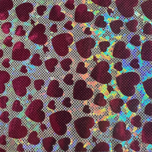 Nylon Spandex Heart Foil Metallic Fabric