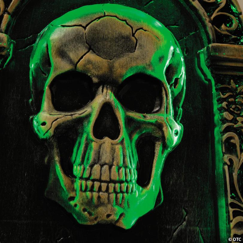 21" Light-Up Tombstone with Skull Halloween Decoration