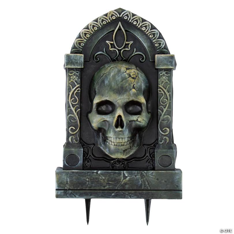 21" Tombstone with 3D Skull Halloween Decoration