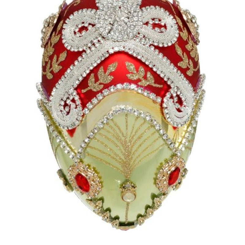 7" Faberge Jewel Egg Ornament , Green/Red - Mark Roberts