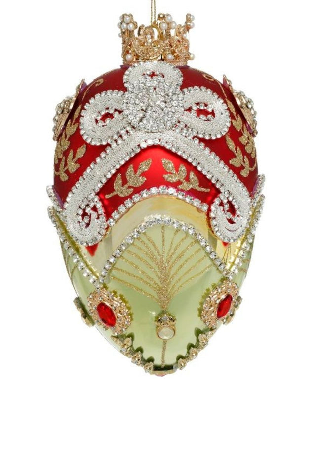 7" Faberge Jewel Egg Ornament , Green/Red - Mark Roberts