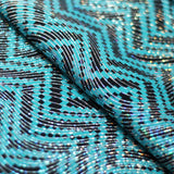 Zig Zag Racer Foil Polyester Spandex Fabric - Sparkly Chevron Foil Print, 58/60" Width (1 Yard)