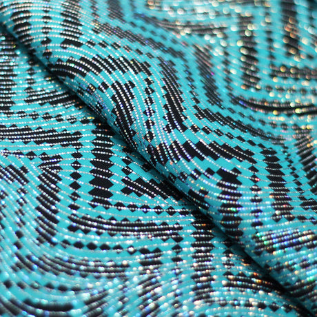Zig Zag Racer Foil Polyester Spandex Fabric - Sparkly Chevron Foil Print, 58/60" Width (1 Yard)