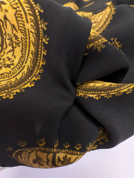 Viscose Paisley Print Lightweight Black