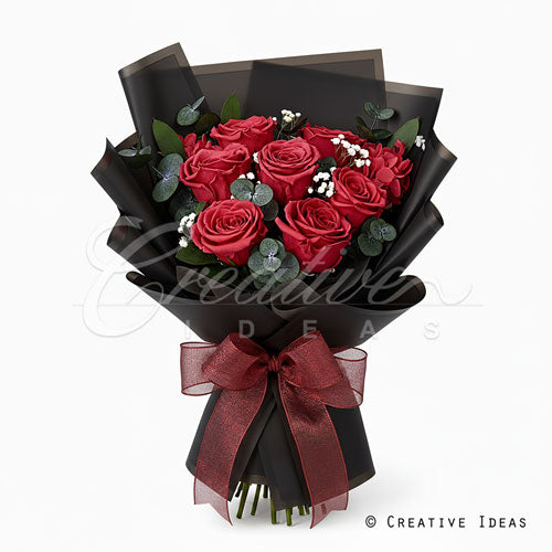 22" X 22" Bold Border Floral Wrap-20 Pcs (Black)