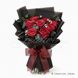 22" X 22" Bold Border Floral Wrap-20 Pcs (Black)