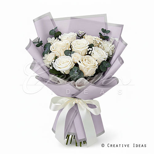 22" X 22" Bold Border Floral Wrap-20 Pcs (Lavender)
