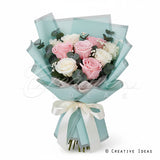 22" X 22" Bold Border Floral Wrap-20 Pcs (Light Blue)