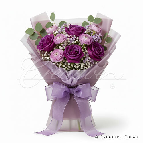22" X 22" Translucent Floral Wrap-20 Pcs (Lavender)