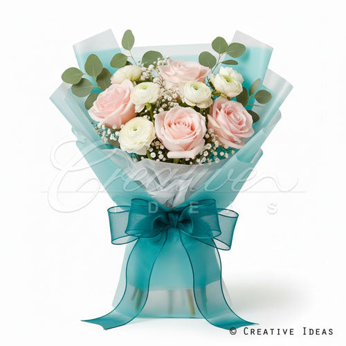 22" X 22" Translucent Floral Wrap-20 Pcs (Tropic Blue)