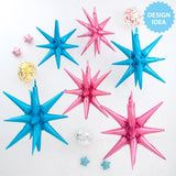 Foil Balloon 22 Inch 3D Star-Burst Bubble Gum Pink