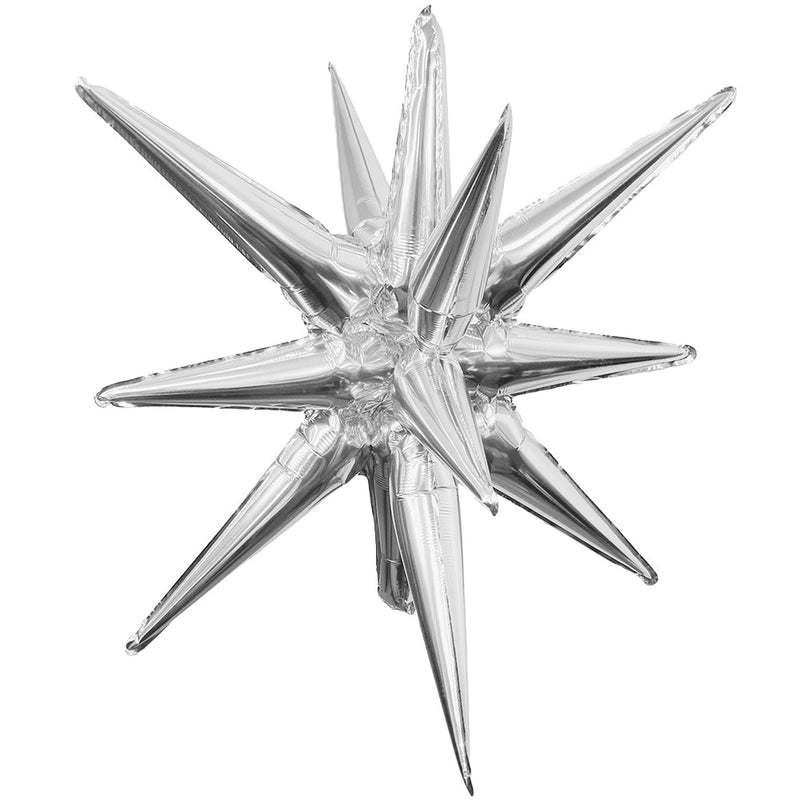 Foil Balloon 22 Inch 3D Star-Burst Metallic Silver
