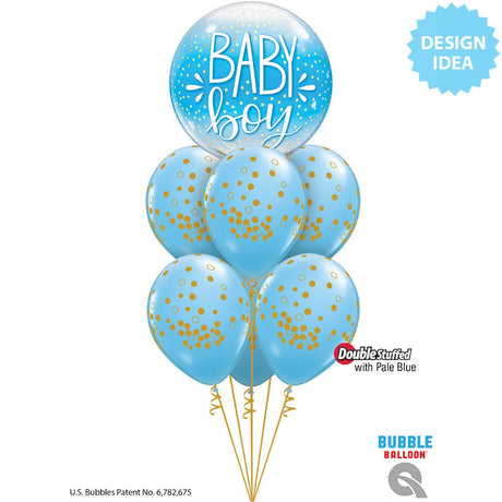 Bubble Balloon Baby Boy Blue Confetti Dots