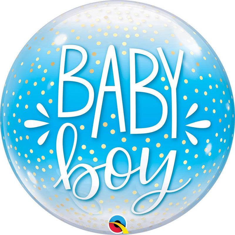 Bubble Balloon Baby Boy Blue Confetti Dots