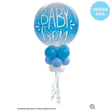 Bubble Balloon Baby Boy Blue Confetti Dots