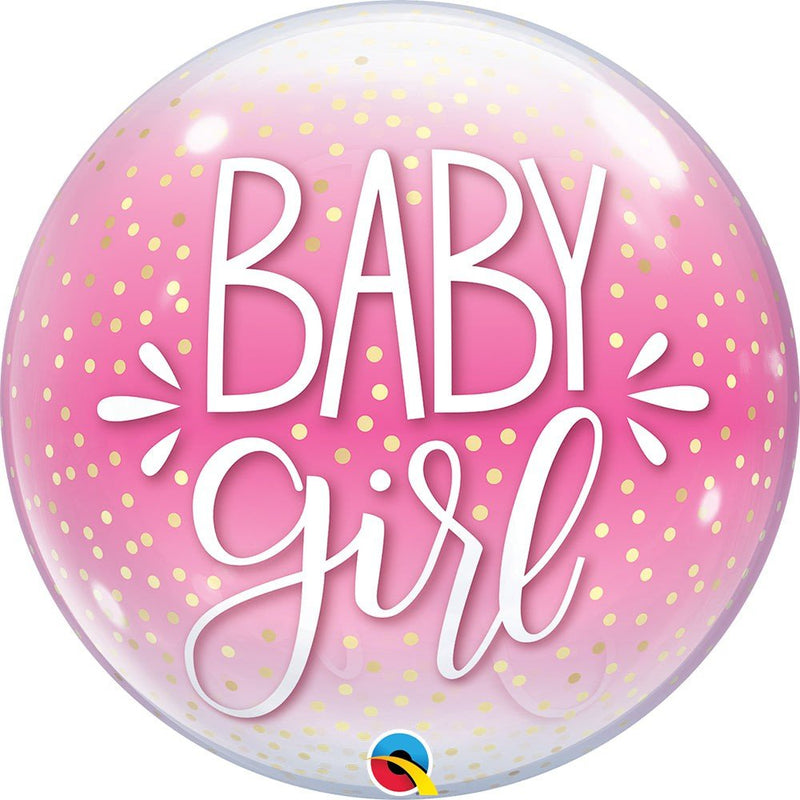 Bubble Balloon Baby Girl Pink & Confetti Dots