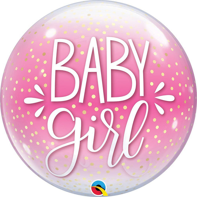 Bubble Balloon Baby Girl Pink & Confetti Dots