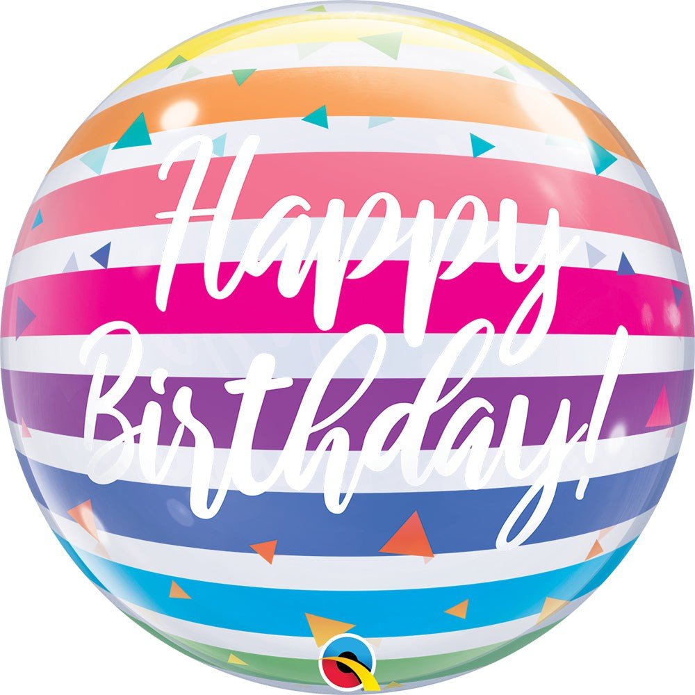 Bubble Balloon Birthday Bright Rainbow Stripes