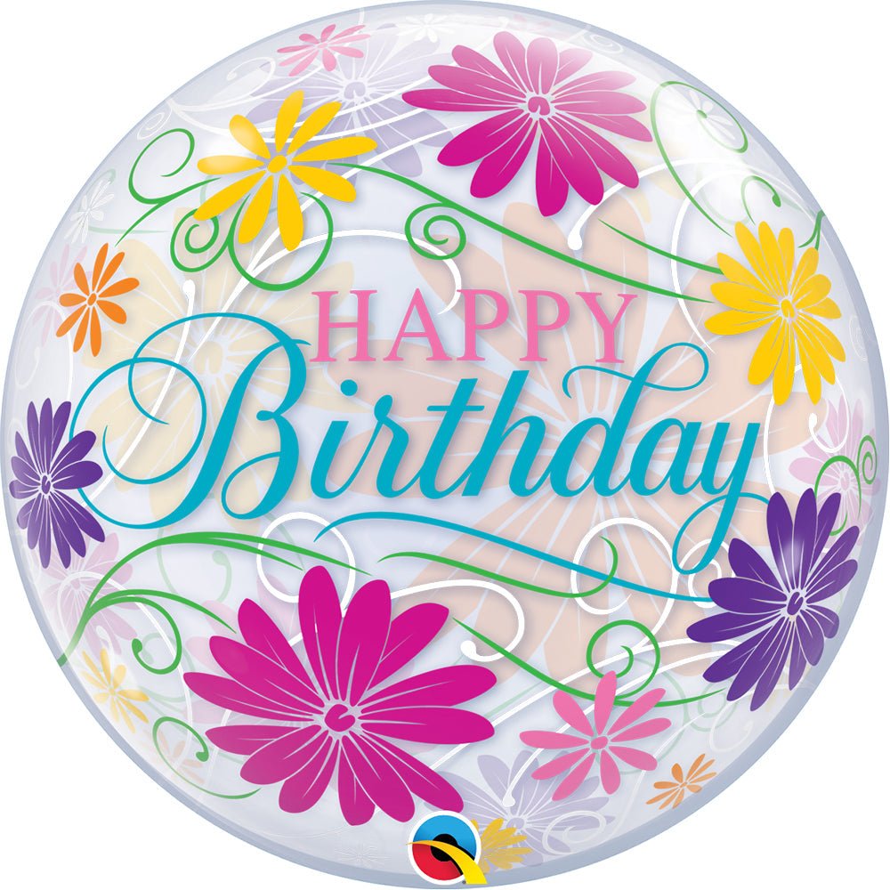 Bubble Balloon Birthday Flowers & Filigree