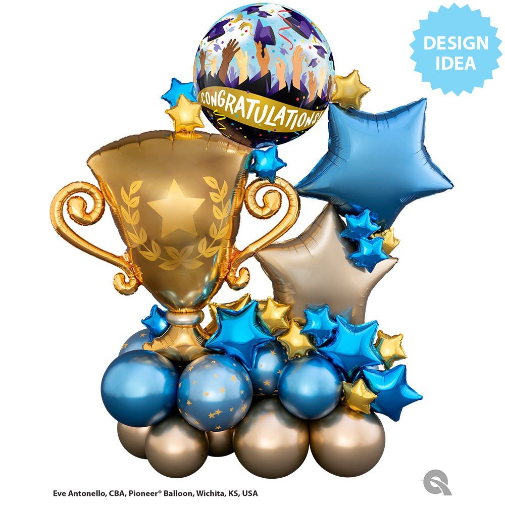 Bubble Balloon Congratulations Grad Caps 22 Inch