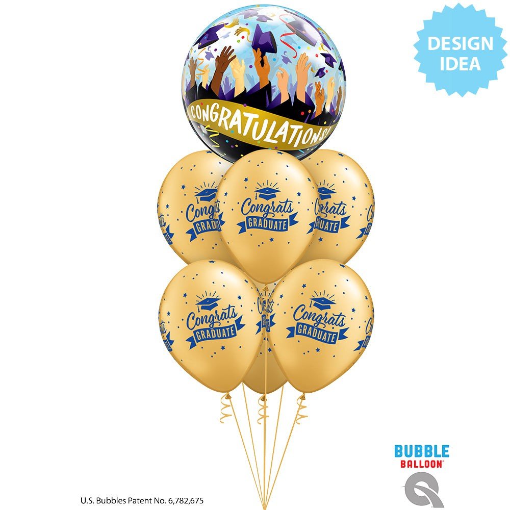 Bubble Balloon Congratulations Grad Caps 22 Inch