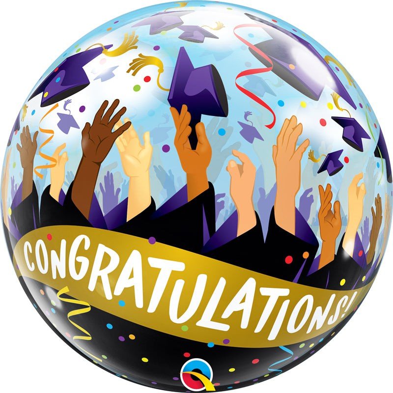 Bubble Balloon Congratulations Grad Caps 22 Inch