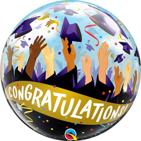 Bubble Balloon Congratulations Grad Caps 22 Inch