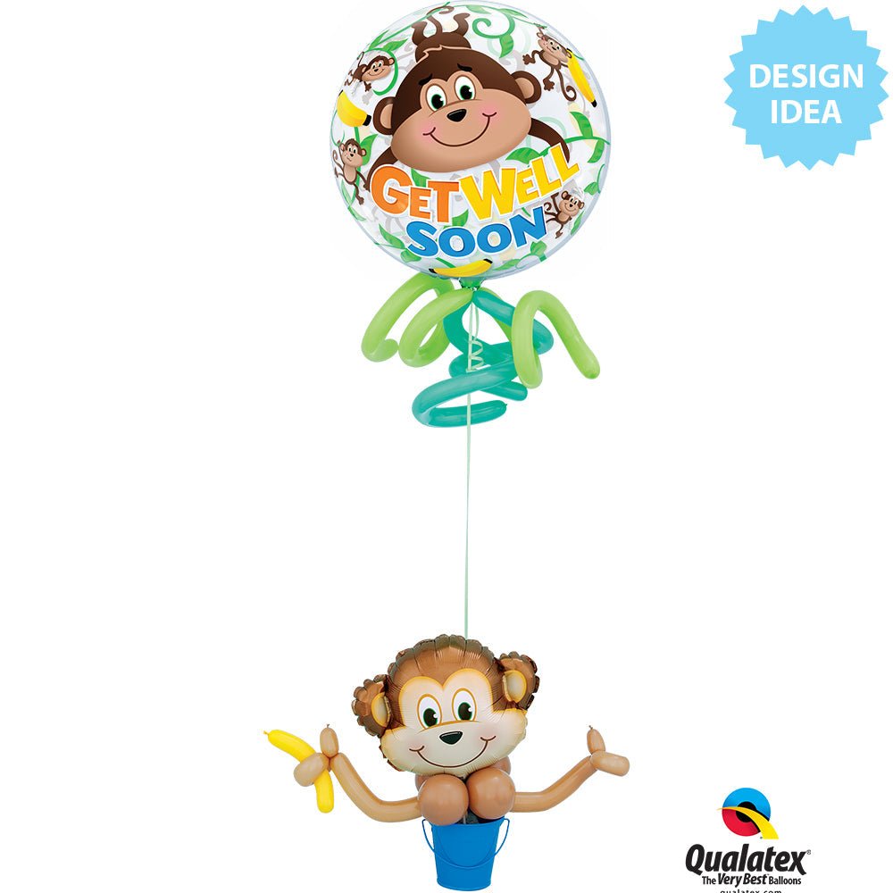 Bubble Balloon Get Well Monkeys