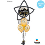 Bubble Balloon Graduate Black Stars 22 Inch