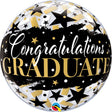 Bubble Balloon Graduate Black Stars 22 Inch