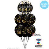 Bubble Balloon Graduate Black Stars 22 Inch