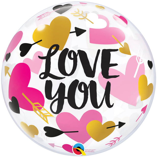 Bubble Balloon Love You Hearts & Arrow