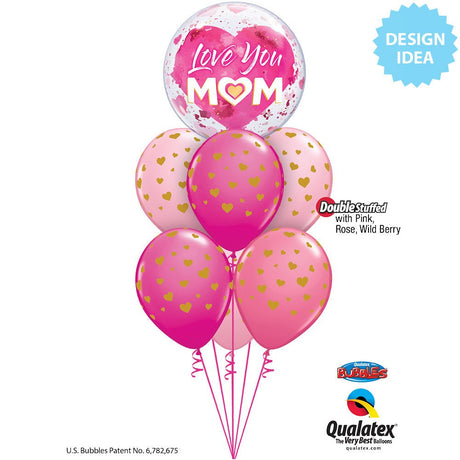 Bubble Balloon Love You Mom Pink 22 Inch