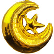 Foil Balloon Crescent Moon & Star Gold