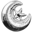 Foil Balloon Crescent Moon & Star Silver