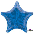 Foil Star Balloon Festive Blue 22 Inch