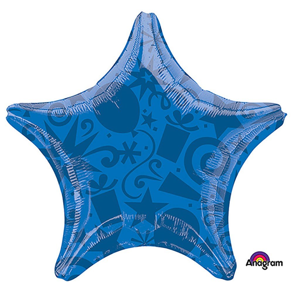 Foil Star Balloon Festive Blue 22 Inch