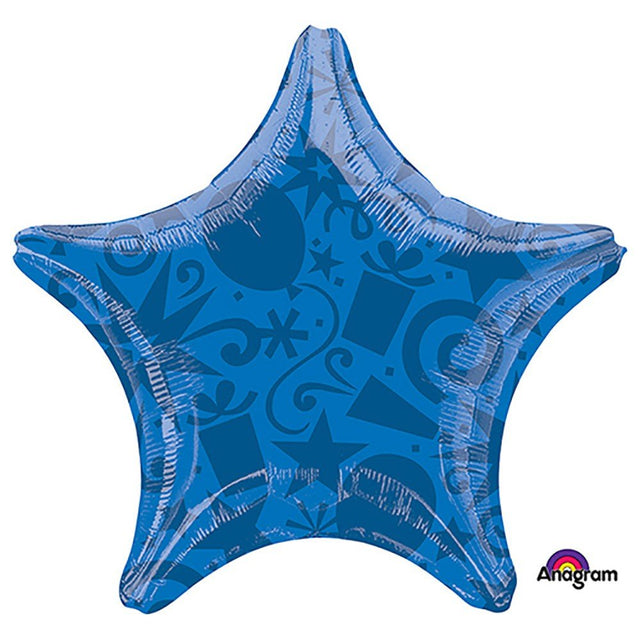 Foil Star Balloon Festive Blue 22 Inch