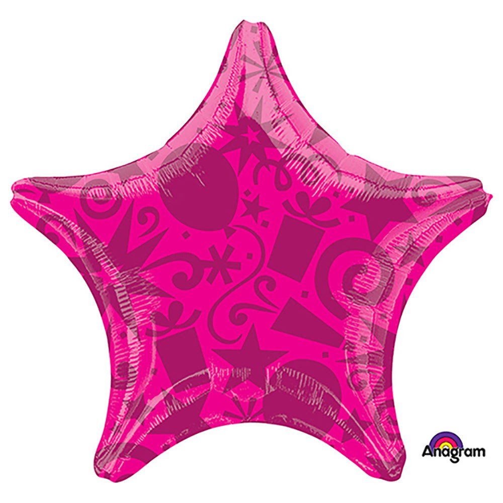 Foil Balloon 22 Inch Star Festive Magenta