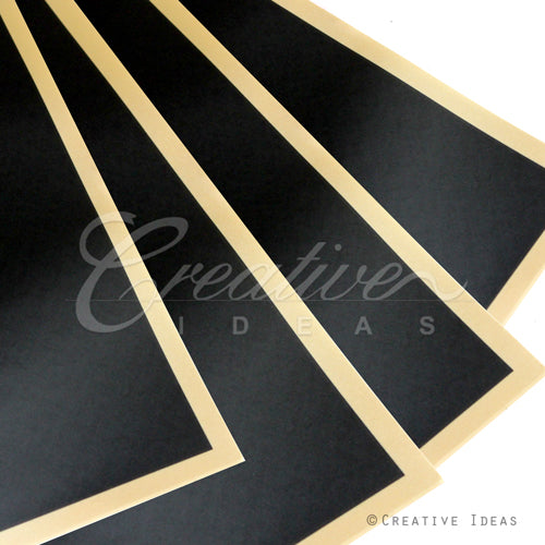 22.8" X 22.8" Gold Edge Floral Wrap-20 Pcs (Black)