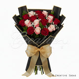 22.8" X 22.8" Gold Edge Floral Wrap-20 Pcs (Black)